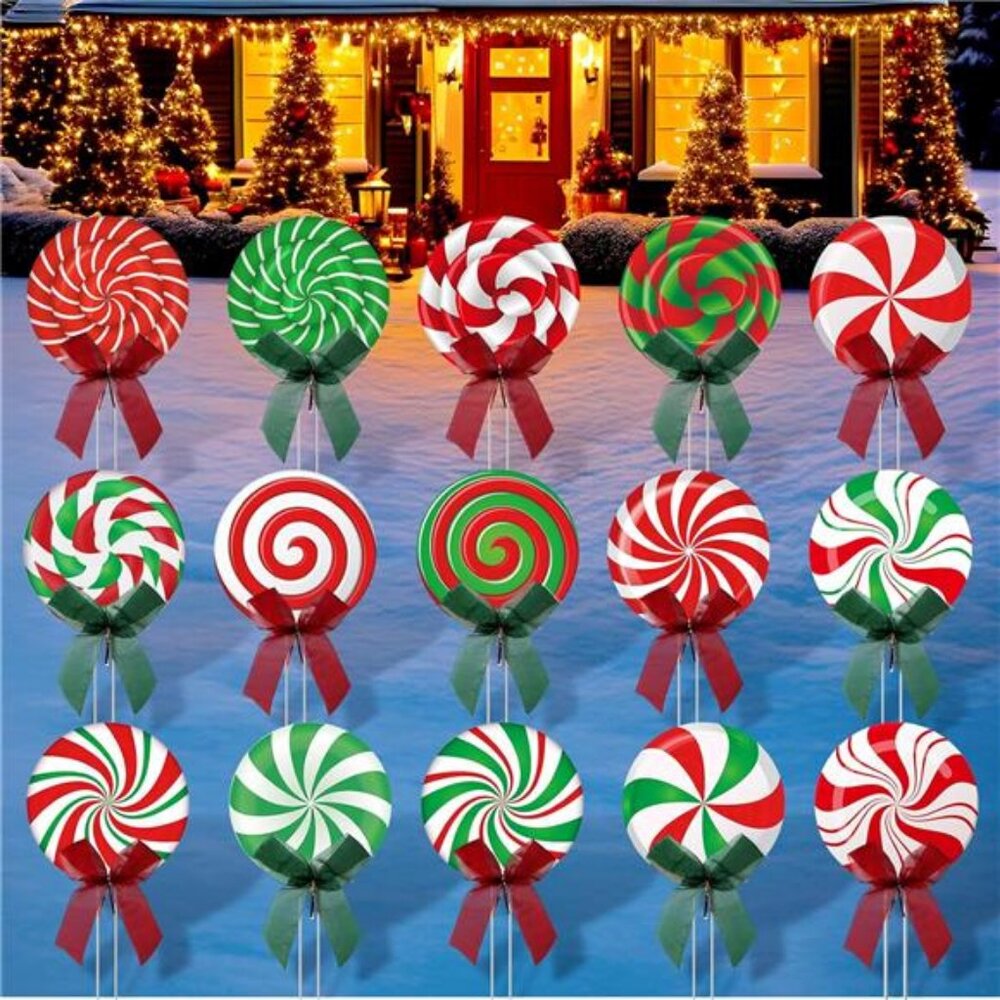 15 Pcs Christmas Outdoor Yard Signs Candy Decorations Outdoor Christmas Decor - Picture 6 of 8